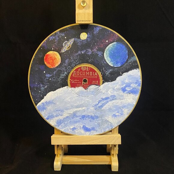 Hand painted Record - ET Space -1of1-  by BadAsh -Unique Decor - Picture 1 of 1